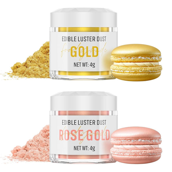 Essbarer Glitzer Set - 2 Farben Gold Und Roségold Lebensmittel Essbares Glitzer Für Getränke, Geschmacklos Essbare Glitzerpulver, Glitzer Für Liköre, Cocktails, Torten, Pralinen, Dessertdekorationen