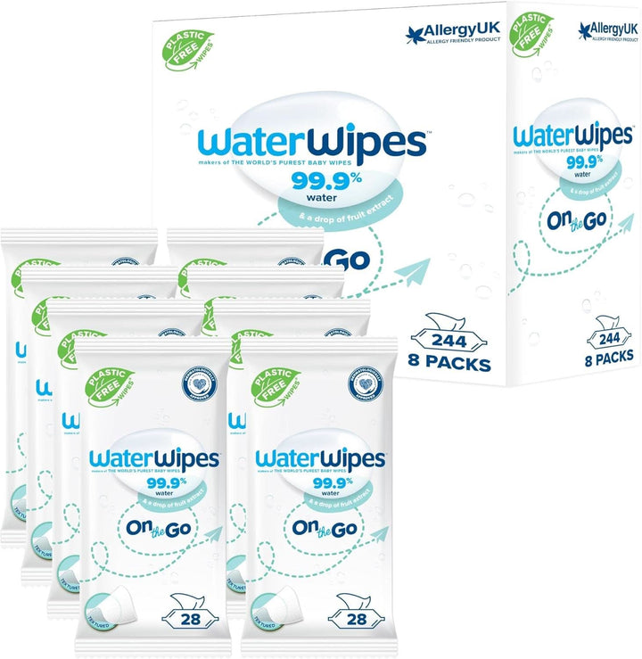 Waterwipes Feuchtigkeitsspendende, Säubernde Baby-Feuchttücher, 360 Tücher (6 Packungen), Mit 99% Wasser & Aloe Vera Extrakt, Feuchttücher Für Gesicht & Körper