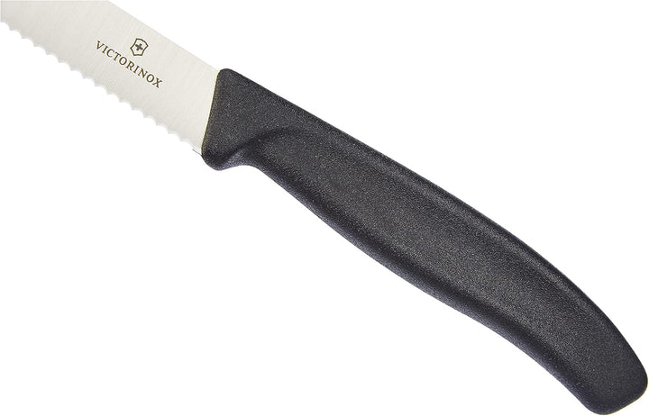 Victorinox Swiss Classic, Profi Tafelbesteck, 12-Teilig, Extra Scharfe Klinge, Wellenschliff, 11 Cm, Rostfreier Stahl, Schwarz