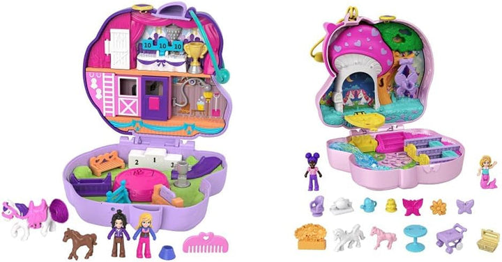 Polly Pocket GTN15 - Cutie de cafea cu arici în design de cafenea și animal de companie, păpușă și prieten mic Polly, 2 figuri de animale, efecte surpriză, cadou de jucărie minunat pentru copii cu vârsta peste 4 ani