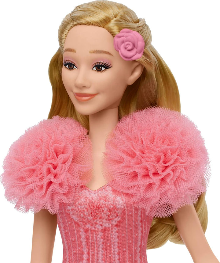 Mattel Singing Glinda Fashion Doll din Wicked și accesorii, mobilă și cu aspect inspirat din film și ținută detașabilă, cântă "Hotly Loved", JLG49, roz