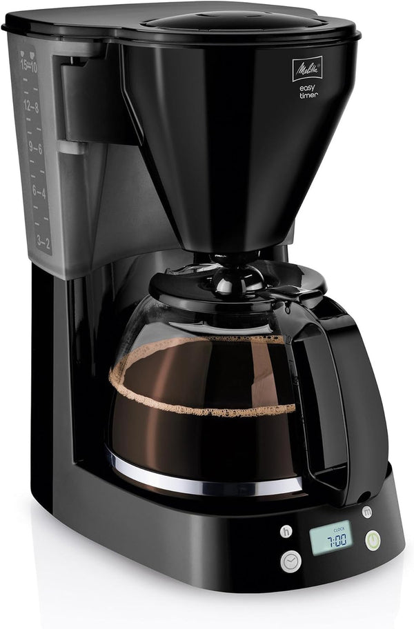 Melitta Easy Timer - Cafetieră cu filtru - Cu ulcior din sticlă - Funcție temporizator - Stop picurare - 10 cești - Negru (1010-14)