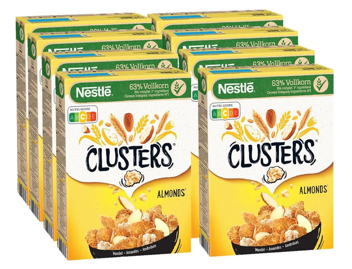 Clusters Almond, Cereale pentru un mic dejun delicios cu fulgi crocanți de migdale, Set 8 x 325 grame