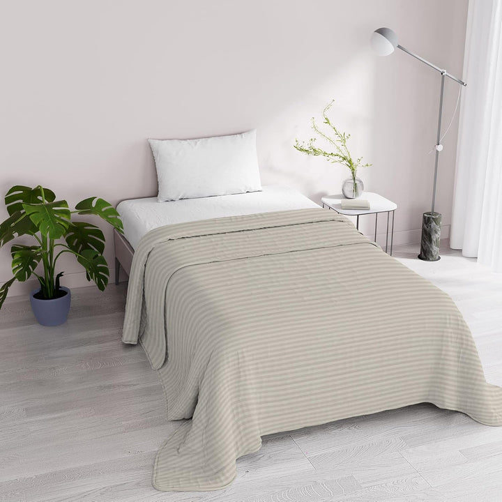 Cuvertură de vară Satin Stripes, poliester, crem, 260X250 Cm