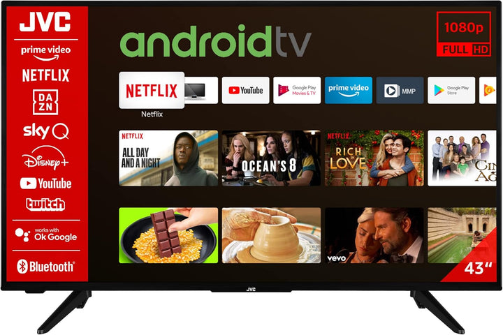 JVC QLED TV 40 Zoll Fernseher Full HD Android Smart TV (HDR, Triple-Tuner, Bluetooth) LT-40VQF545A