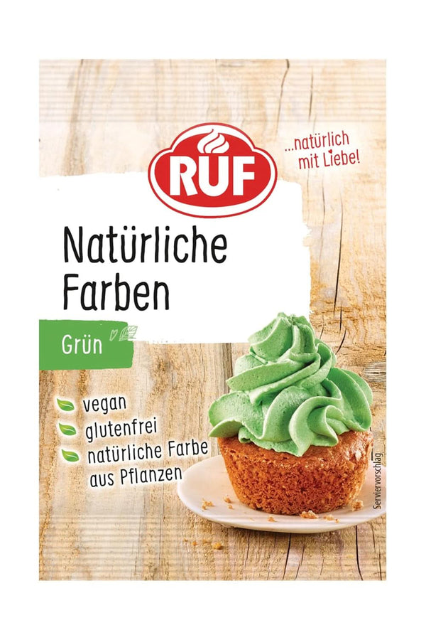 RUF Natürliche Farben Grün, Natürliche Lebensmittelfarbe Aus Spirulinaextrakt & Färbedistel, Zum Färben Von Teig & Cremes, Glutenfrei & Vegan, 1X8G