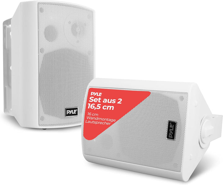 Pyle Bluetooth Speaker Boxes Outdoor & Indoor - Difuzor cu 2 căi pentru interior ca difuzor de perete sau cutie de exterior ca difuzor pentru piscină sau terasă cu sistem de muzică în aer liber, difuzor alb 240W