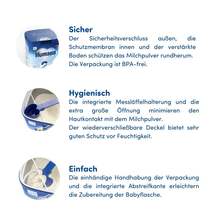 Humana Anfangsmilch Pre, Von Geburt An, Milchpulver Für Säuglingsmilch, Zusätzlich Zur Muttermilch Oder Als Alleinige Pre Nahrung, Babynahrung Mit DHA Und Nur Laktose, 750 G