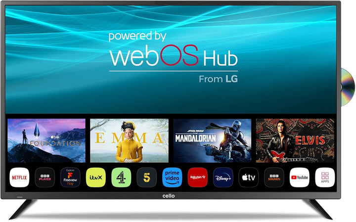 Cello C2224WSH 22" Zoll Full HD SMART Rahmenloser TV Triple Tuner (DVB-C/-S2/-T2) Bluetooth Webos by LG Pitch Perfect Lautsprecher Disney+ Netflix Kleine Räume [2024]