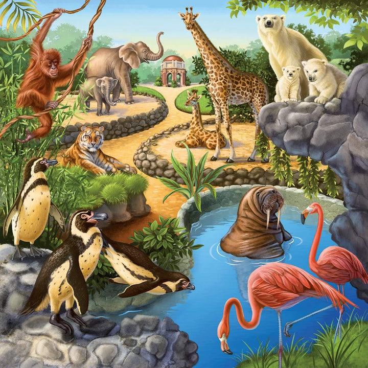 Ravensburger Puzzle jigsaw pentru copii - 09265 Forest/Zoo/Pets - puzzle jigsaw pentru copii de peste 5 ani, cu 3X49 piese