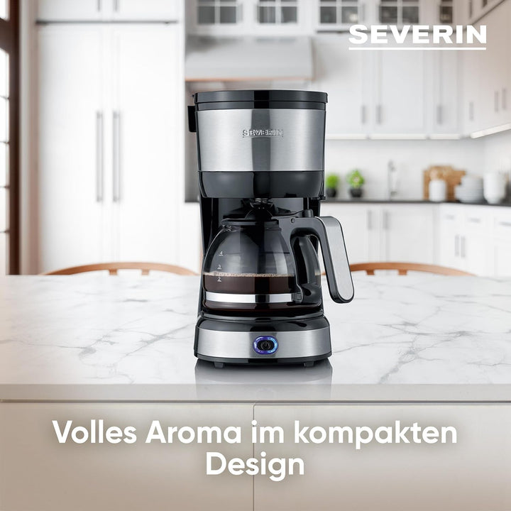 SEVERIN filtru de cafea compact, cafea aromată cu filtru de cafea pentru până la 4 cești, filtru de cafea cu filtru pivotant permanent, oțel inoxidabil / negru, KA 4808