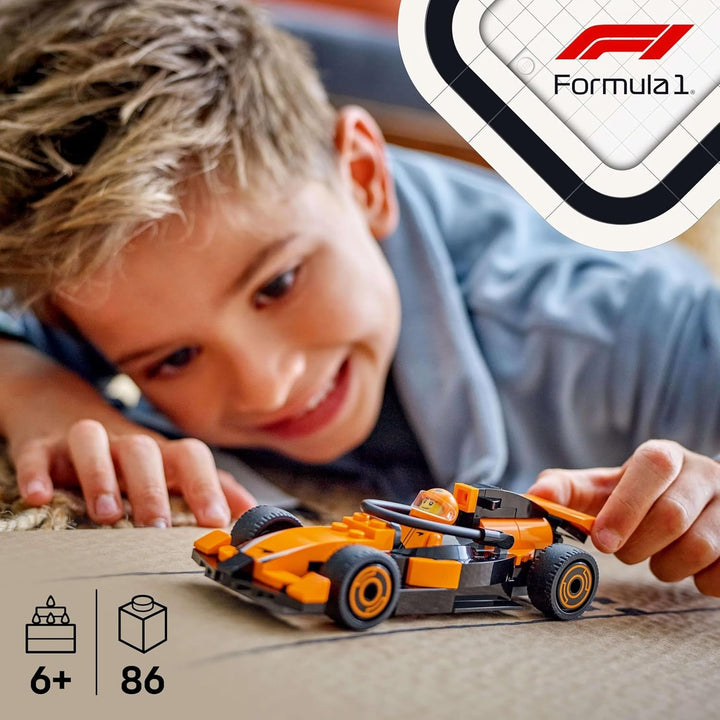 LEGO City F1 Racer cu mașină de curse Mclaren - Model de jucărie Formula 1 cu mașină de curse și minifigurină - cadou mic pentru băieți și fete de la 6 ani sau fani ai sporturilor cu motor 60442