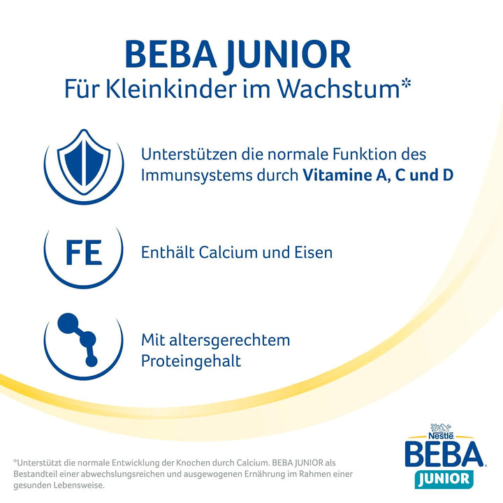 BEBA Junior 1+ Milchgetränk Ab Dem 1. Geburtstag, Babynahrung Mit HMO 2'-FL, Nur Laktose, Ohne Palmöl, 1Er Pack (1 X 800G)