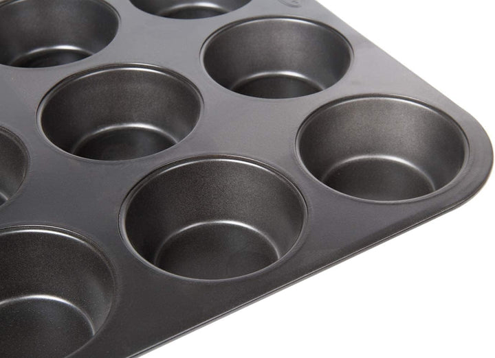 Wenco Muffinform 12Er Antihaft Backblech, Spülmaschinengeeignet, Karbonstahl – Muffinblech Für 12 Muffin – Hitzebeständig Bis 220°C, Schwarz