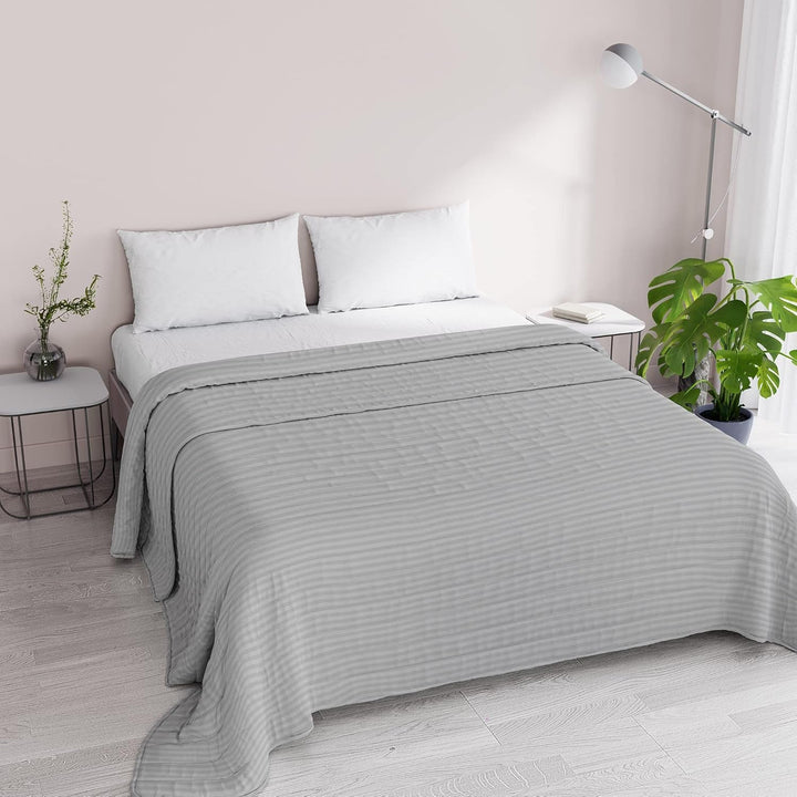 Cuvertură de vară Satin Stripes, poliester, crem, 260X250 Cm