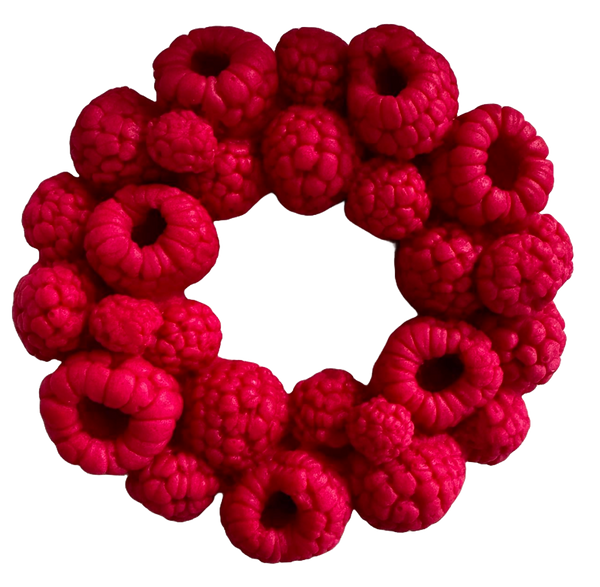 Edible decoration of sugar, raspberry crowned