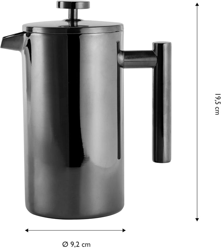 ECHTWERK Presă franceză din oțel inoxidabil, presă de cafea termoizolată cu pereți dubli, filtru de cafea cu filtru de presă pentru acasă, camping și birou, Black Edition, 800 Ml