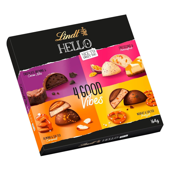 Lindt Schokolade HELLO 4 Good Vibes | 164G | 4 Verschiedene HELLO Pralinen Zum Teilen Oder Selber Genießen | Schokoladengeschenk