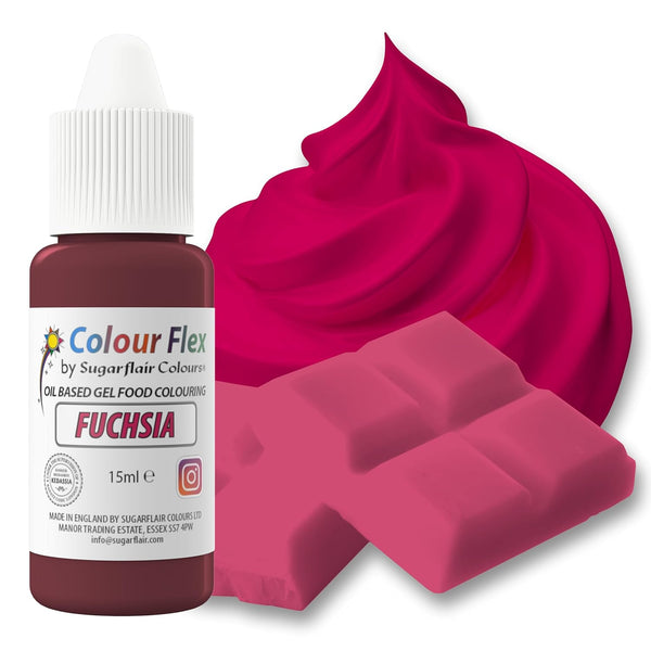 Sugarflair Colourflex Lebensmittelfarbe Auf Ölbasis Fuchsia, Flüssige Lebensmittel Farbe Hochkonzentriert, Food Coloring Für Buttercreme, Schokolade, Teige, Fondant, Zuckerguss Und Mehr - 15 Ml