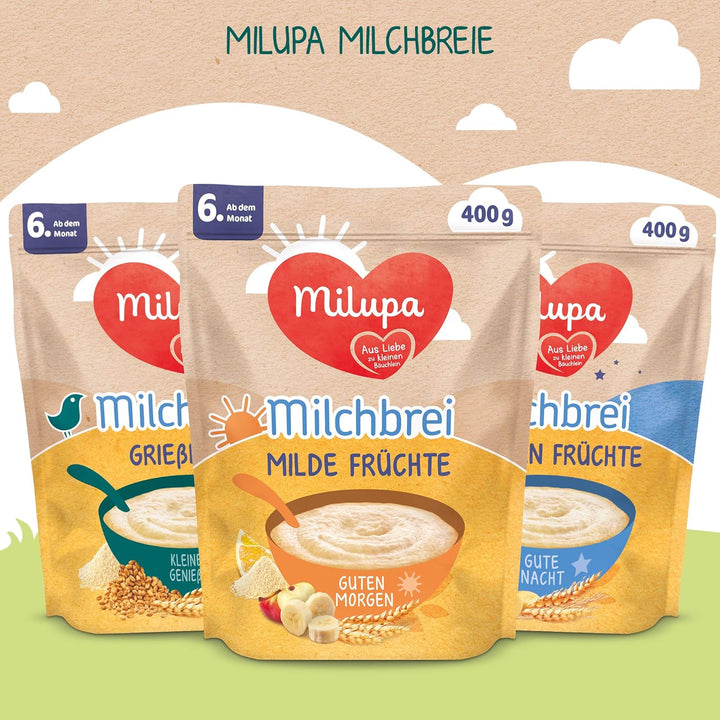 Milupa Milchbrei Butterkeks – Babybrei Ohne Palmöl – Frei Von Konservierungs- Und Farbstoffen – Ab Dem 6. Monat – 4 X 400 G (Packung Mit 2)