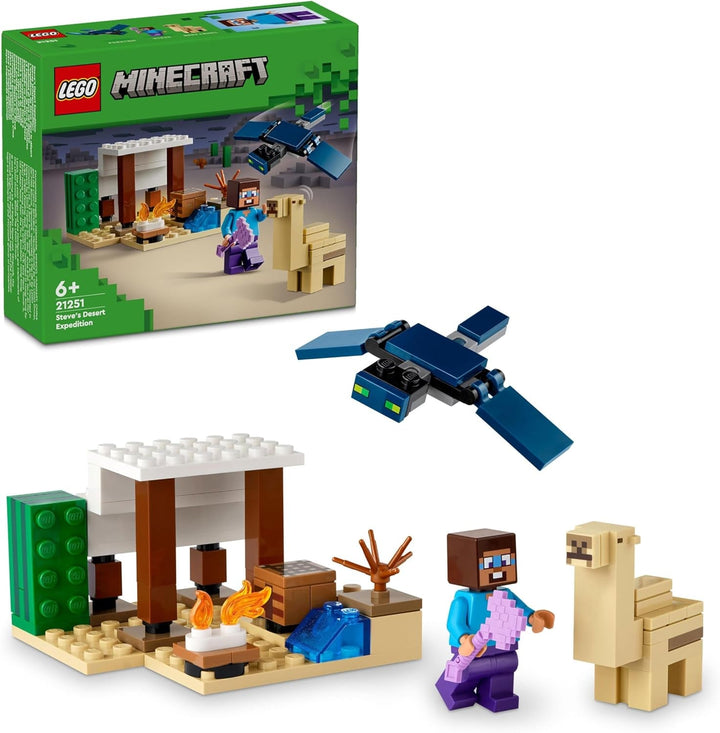 LEGO Minecraft Steve's Desert Expedition, set de joc video pentru băieți și fete, biom cu Steve, casă, figurine și jucărie Camel, cadou de gamer pentru copii de la 6 ani 21251
