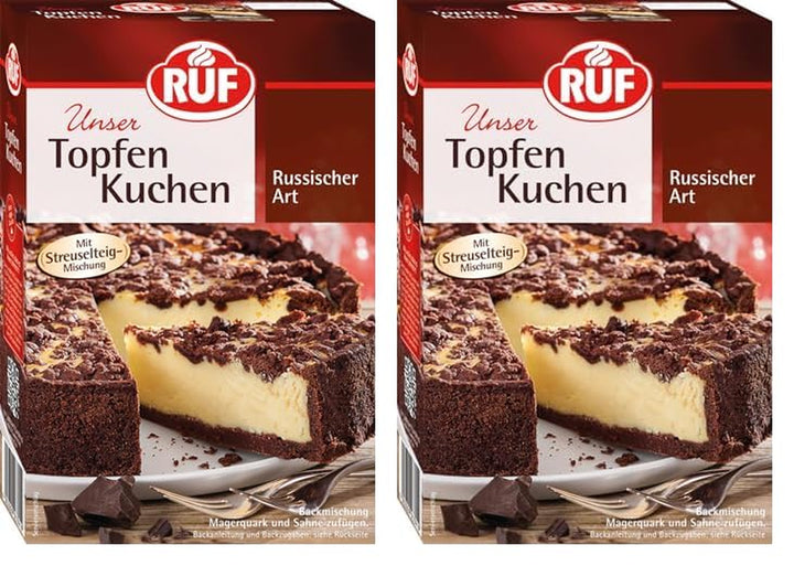 RUF Käsekuchen Backmischung, Cheesecake Mit Knusprigem Streuselteig, Super Cremiger Kuchen Mit Echter Bourbon-Vanille, Einfache Zubereitung, 1 X 570G