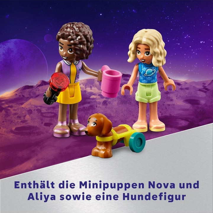 Set de vehicule de camping LEGO Friends Stargazer cu mașină de teren și telescop de jucărie, cadou de la 7 ani pentru fete și băieți, include figurile de joc Nova, Aliya și un câine 42603