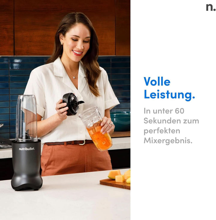 Nutribullet Personal Blender, Der Leistungsstärkste Mixer Für Eine Portion, 1000 Watt Und Leiser Motor, 900 Ml Becher Aus Tritan Renew, Leuchtende Touch Bedienknöpfe, Dunkel Grau