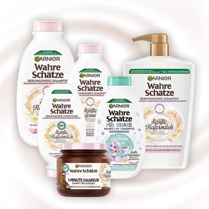 Garnier True Treasures Șampon calmant cu lapte de ovăz delicat pentru păr sensibil, 250 ml