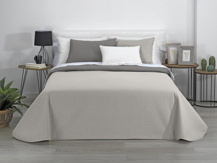 Estoralis | AVA | Cuvertură Boutique Reversibilă | Pentru toate anotimpurile | Culoare - Bej/Taupe | Pentru pat 80/90 cm. pat. (180 X 270 Cm. Ancho X Alto) | Cuvertură cu matlasare Plapumi si pilote Naty Shop