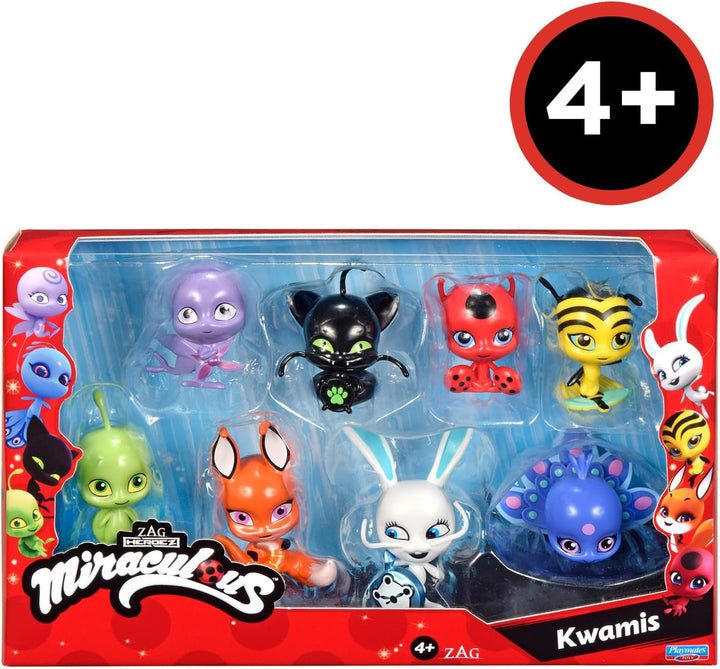 Bandai - Miraculous - Pachet de 8 Kwamis - Colecția de mini figurine Miraculous - Joc Miraculous Box Set de 8 Kwamis - Little Sweet Miraculous Ladybug Figures - Jucării de la 4 ani - P50532