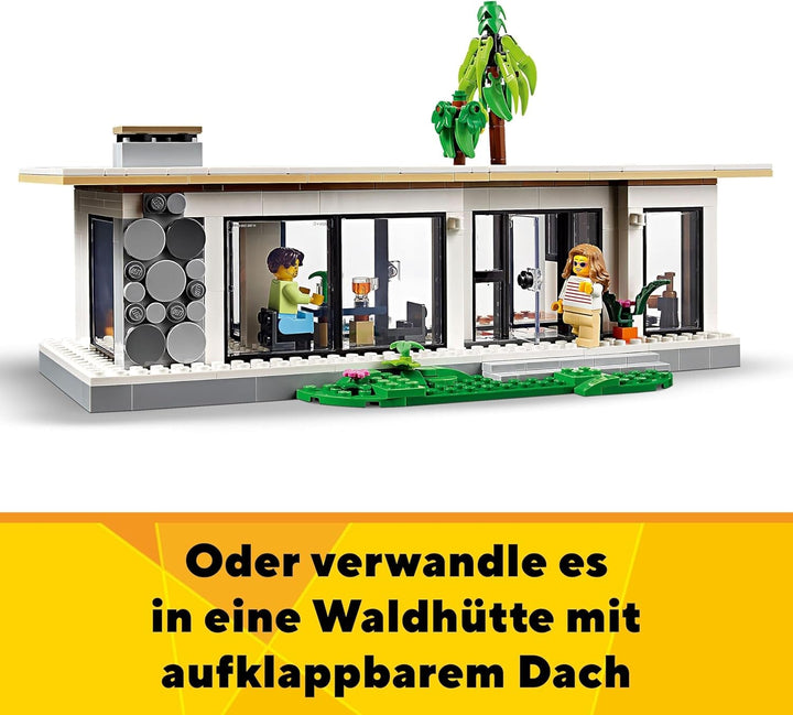 LEGO Creator Modern House, set 3 în 1 pentru a converti într-o casă de oraș sau o cabană în pădure, model de casă, idee de cadou pentru băieți și fete de la 9 ani, jucărie educativă 31153
