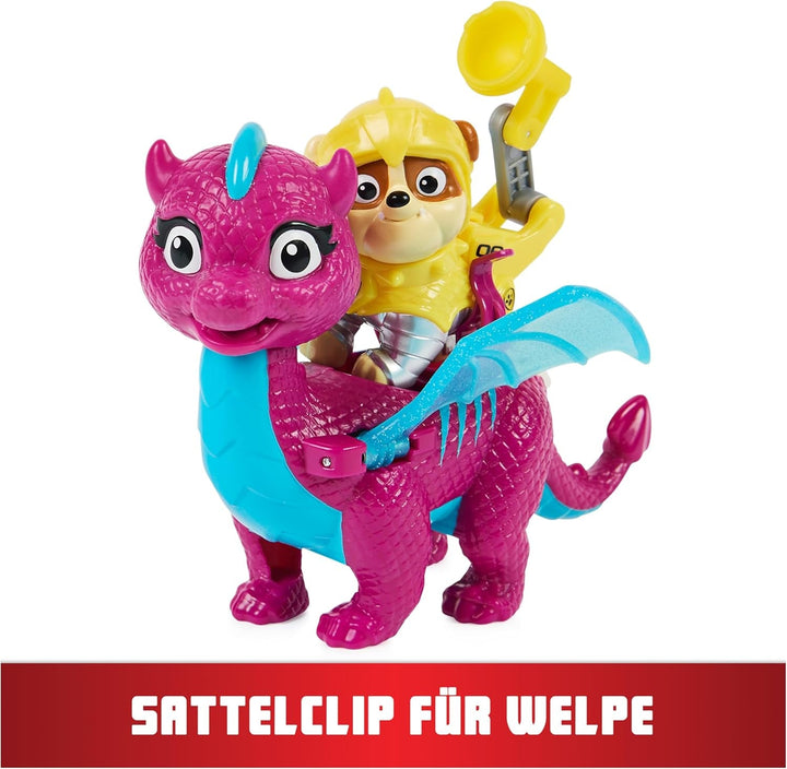Paw Patrol, Rescue Knights Rubble și Dragon Blizzie set de figurine de acțiune, jucărie potrivită pentru copii cu vârsta de 3 ani și peste