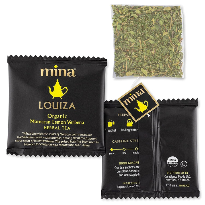 Louiza, Organic Moroccan Lemon Verbena Tea, Organic Herbal Tea Bags, 15 Biodegradable Sachets, Refreshing Lemon Tea Bags, Caffeine Free, Moroccan Lemon Verbena Tea Bags Tea USA Naty Shop
