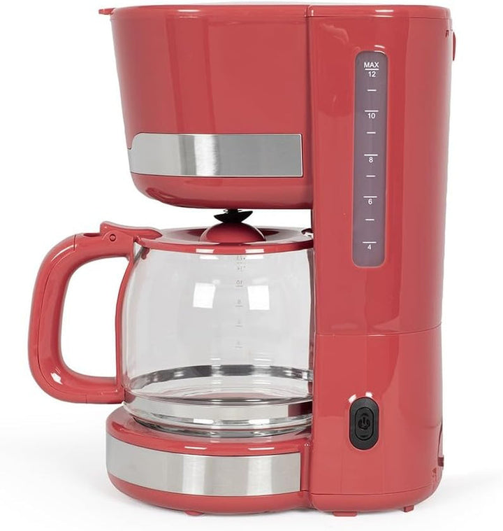 Cafetieră electrică Livoo DOD201 - capacitate 14 cești, 1000 W, filtru reutilizabil, funcție de menținere la cald, sistem anti-picurare, culoare roșu chilli