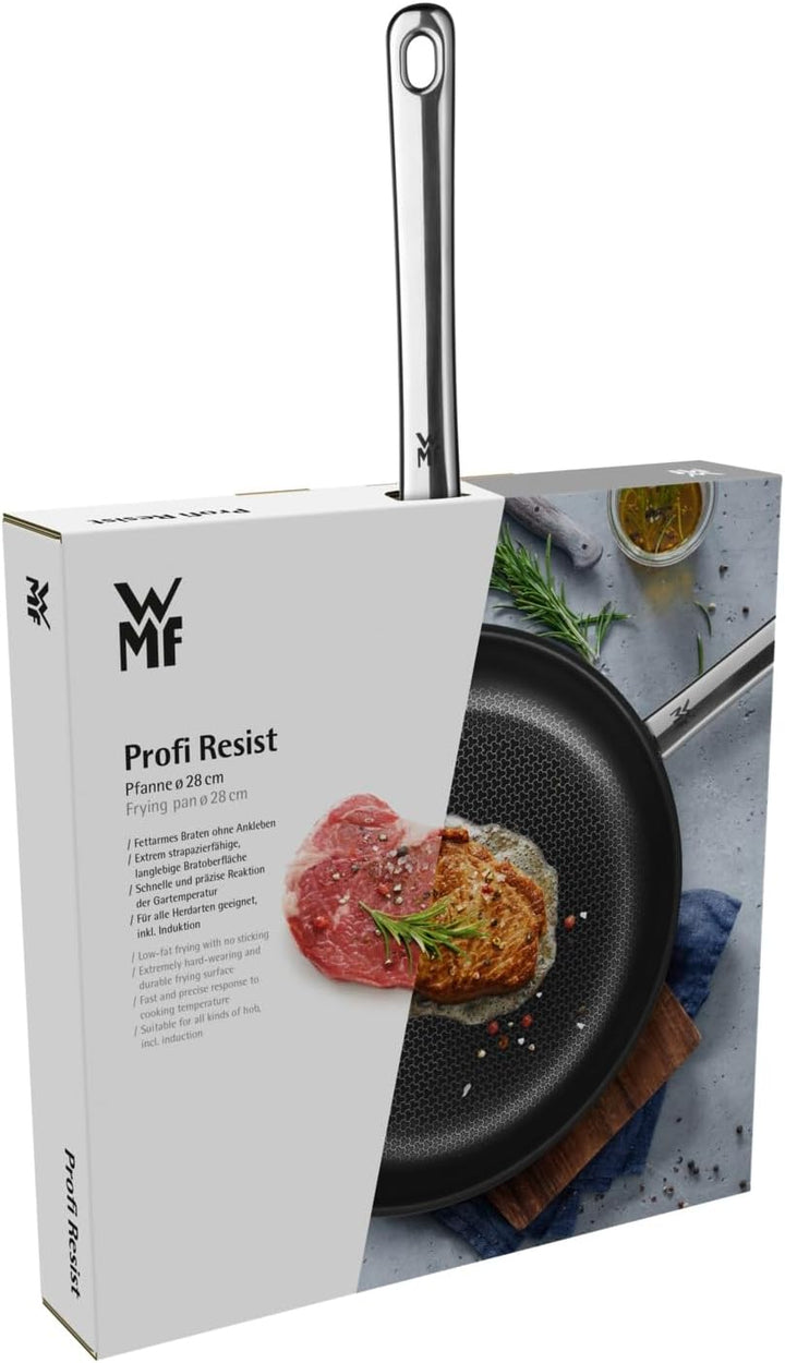 WMF Profi Resist Bratpfanne Induktion 28 Cm, Mehrschichtmaterial Beschichtet, Wabenstruktur, Edelstahlgriff, Backofenfest