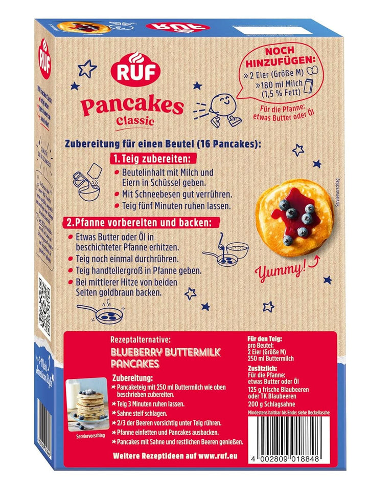 RUF Classic Pancakes, amestec de copt pentru clătite pufoase în stil american, 540 grame