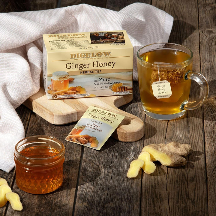 Ginger Honey plus Zinc, 18 Count (Pack of 6), 108 Total Tea Bags Tea USA Naty Shop