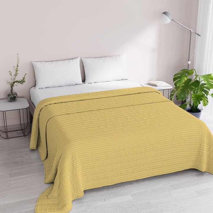 Cuvertură de vară Satin Stripes, poliester, crem, 260X250 Cm