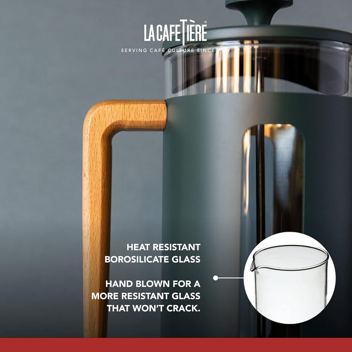La Cafetière Pisa Cafetieră, oțel inoxidabil, 8 căni, verde, în cutie cadou, crem