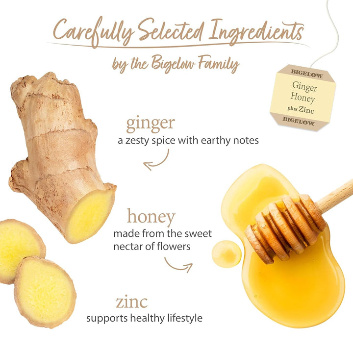 Ginger Honey plus Zinc, 18 Count (Pack of 6), 108 Total Tea Bags Tea USA Naty Shop