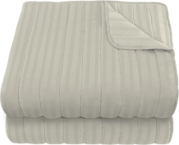 Cuvertură de vară Satin Stripes, poliester, crem, 260X250 Cm