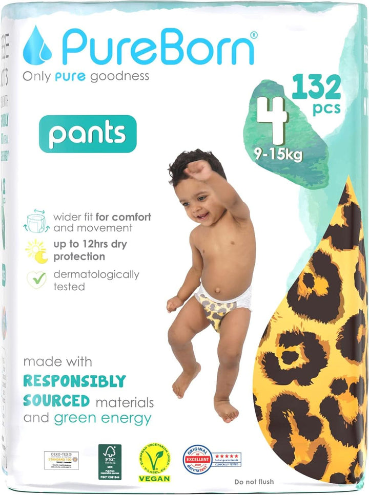 Pureborn Baby Premium Windeln Pants, Höschenwindeln, Größe 7 (17+ Kg), 16 Stück, Optimaler Schutz Für Tag Und Nacht, Dermatologisch Getestet, Ultraweich, Hautfreundlich