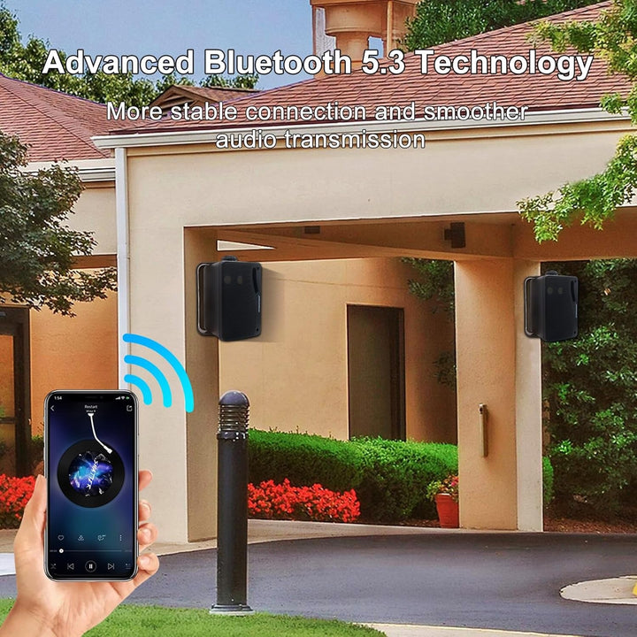 STUDIOFINIX Outdoor-Bluetooth-Lautsprecher -3,5 Zoll Paar 3-Wege 200W, Wandhalterung Wasserdicht Marine-Lautsprecher, Heavy Duty Grill, Geeignet Für Haus, Boot, Terrasse（Schwarz）