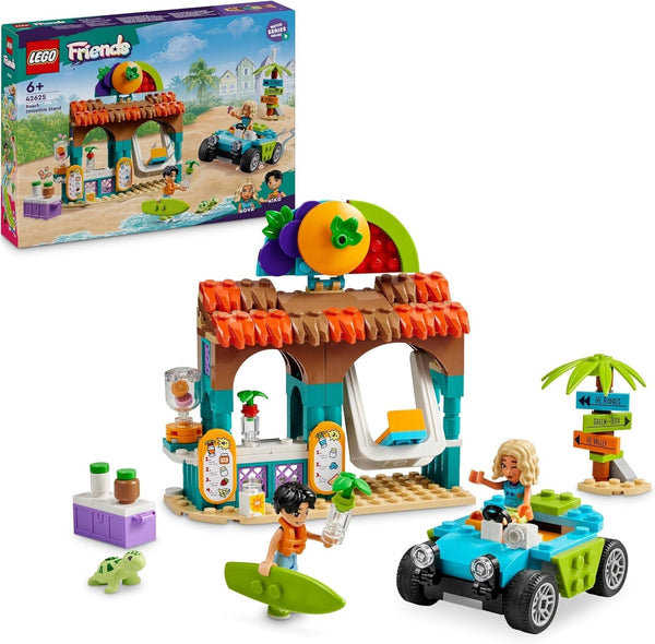 LEGO Friends Smoothie Stand At The Beach, set de joacă pentru jocuri de rol, idee de cadou pentru fete și băieți de la 6 ani cu figuri de joacă, broască țestoasă și accesorii, jucărie pentru dezvoltare socială 42625