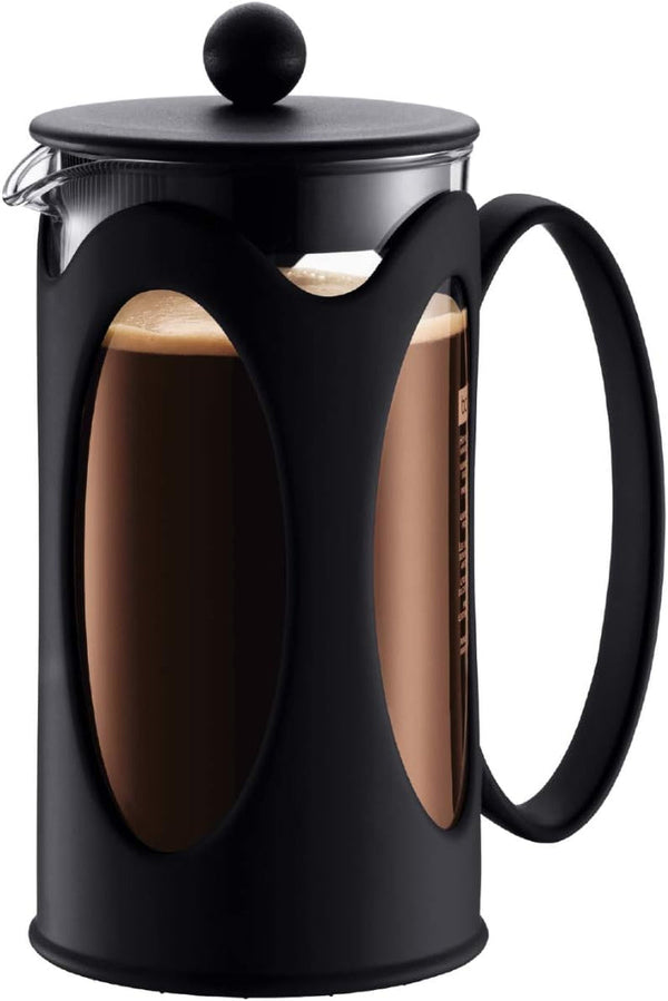 Bodum 10682-01 Cafetieră Kenya (sistem de presare franțuzească, filtru permanent din oțel inoxidabil, 0,35 litri) Negru