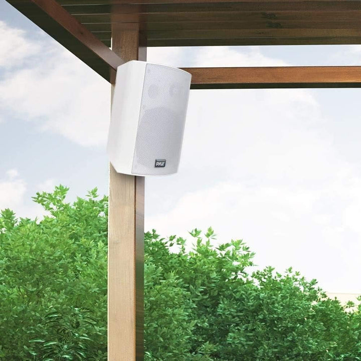 Pyle Bluetooth Speaker Boxes Outdoor & Indoor - Difuzor cu 2 căi pentru interior ca difuzor de perete sau cutie de exterior ca difuzor pentru piscină sau terasă cu sistem de muzică în aer liber, difuzor alb 240W