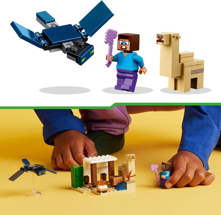 LEGO Minecraft Steve's Desert Expedition, set de joc video pentru băieți și fete, biom cu Steve, casă, figurine și jucărie Camel, cadou de gamer pentru copii de la 6 ani 21251
