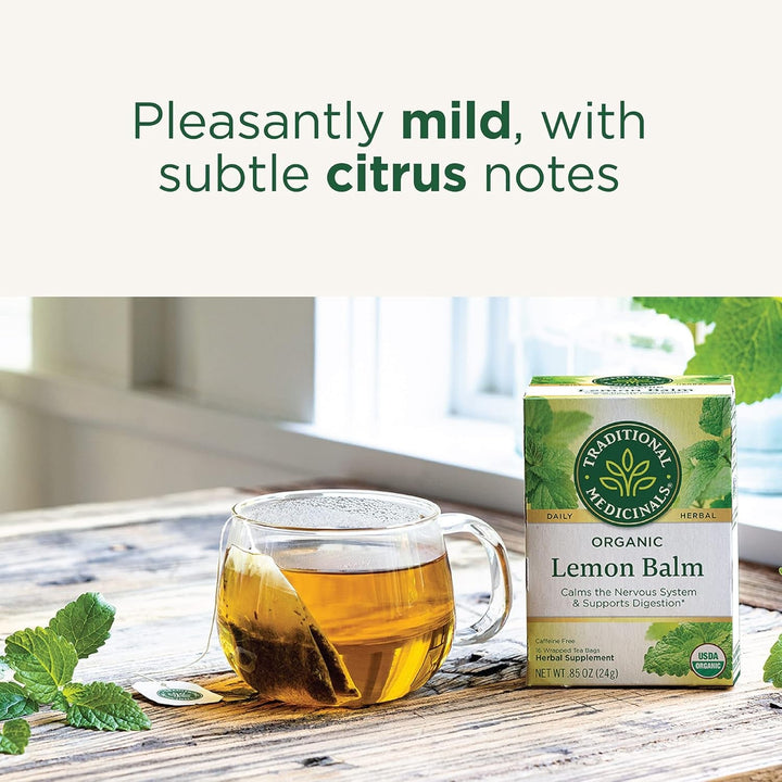 Organic Lemon Balm Herbal Tea, Calming and Supports Digestion, (Pack of 1) - 16 Tea Bags Tea USA Naty Shop