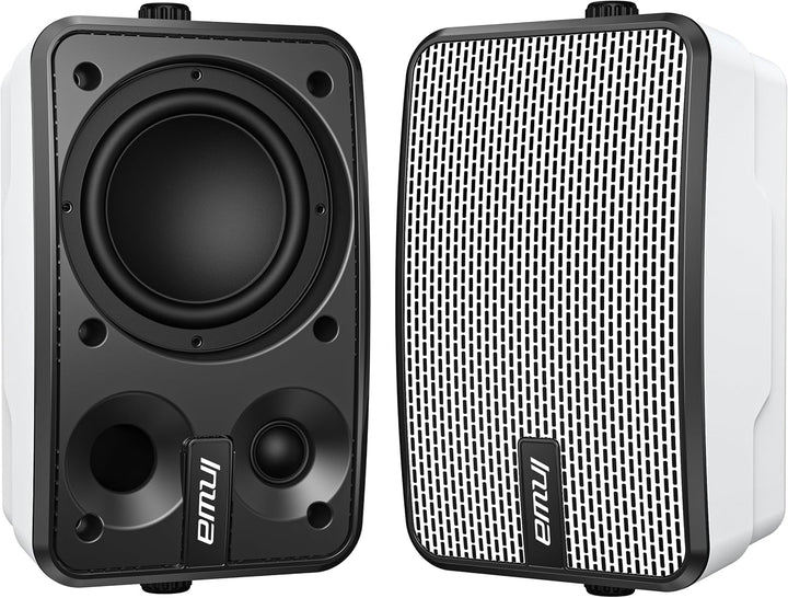 Inwa Bluetooth-Außenlautsprecher, Wandmontierbar, Wasserdicht (IPX5), Leistungsstarkes Bass-Soundsystem Für Den Innen- Und Außenbereich, Sync Von Bis Zu 100 Lautsprechern (2PCS, MZ621)